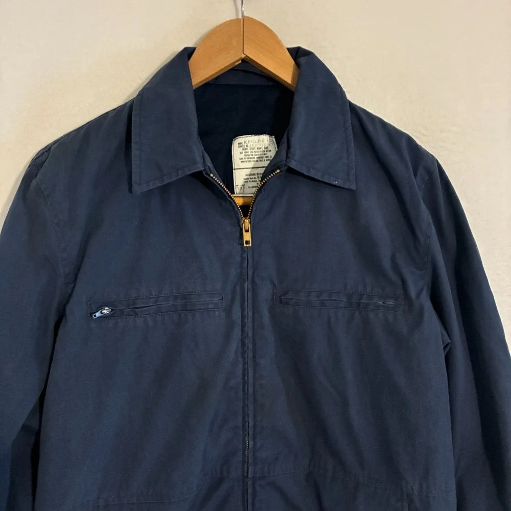Vtg 80s Navy Deck Utility Jacket Mens Size 38L Blue Poplin Fleece Lined USN USAF